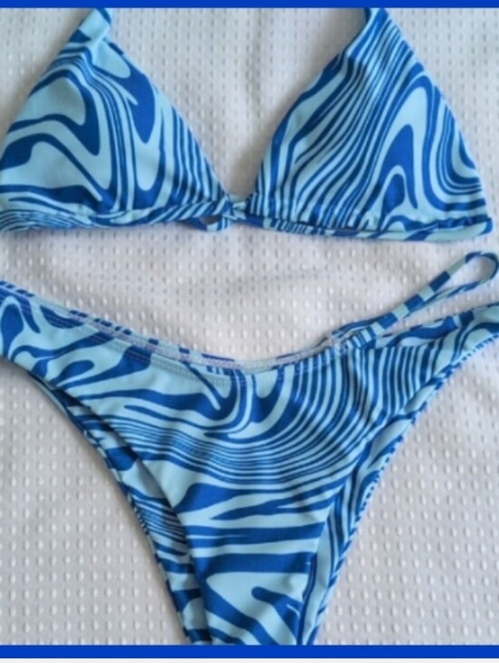 Blue Swirl Triangle Bikini Set - Women Swim Suit